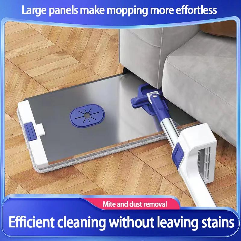 Large panel ultra-thick fiber cloth for one house multi-purpose retractable rod with scraper dry and wet mop set 2024 new