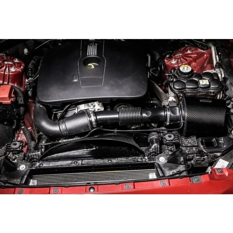 15-17 استجابة أسرع نظام مدخل ألياف الكربون الجاف الحقيقي لجاكوار XF XE XFL F-Pace 2.0T GTR أنبوب دخول الهواء من ألياف الكربون