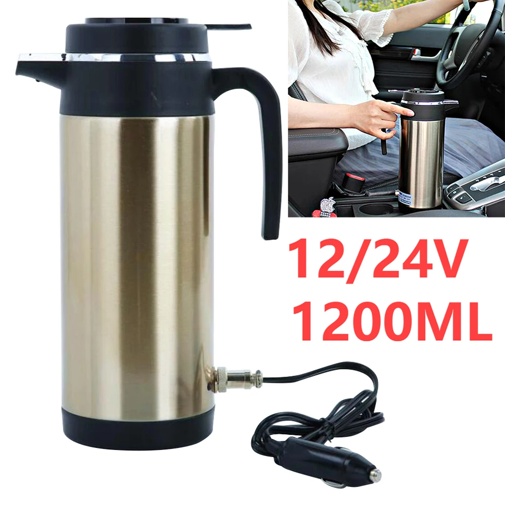 

1200 Ml Portable Water Heater Car Hot Kettle 120/240 W 12/24 V Car Truck Water Heater Auto Shut Off Fast Boiling for Travel Home