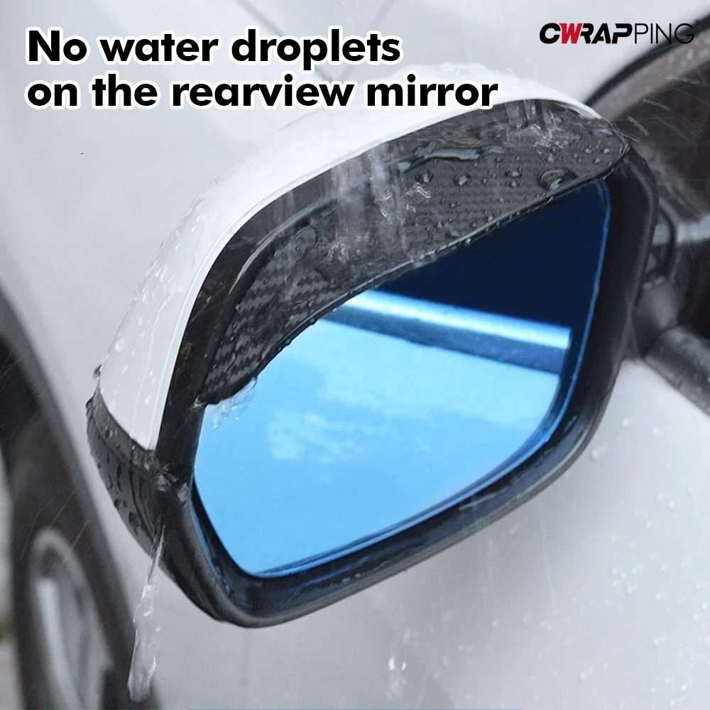 2/4Pcs Carbon Fiber Car Rearview Mirror Rain Shield Eyebrow Flexible Rearview Mirror Rain Shield Protector Eyebrow Rain Cover