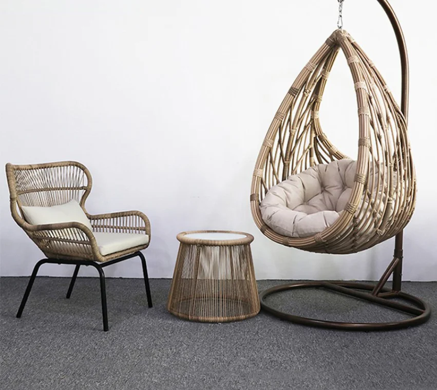 Hot Sell Fashion Patio Rattan Garden Wicker Double Seater Outdoor Hammock Egg Shaped Patio Chair,hanging Swing Chair