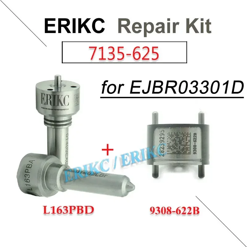 

ERIKC 7135-625 Common Rail Fuel Injector R03301D Repair Kits Nozzle Tip L163PBD Valve 9308-622B for JMC Transit 2.8L EJBR03301D