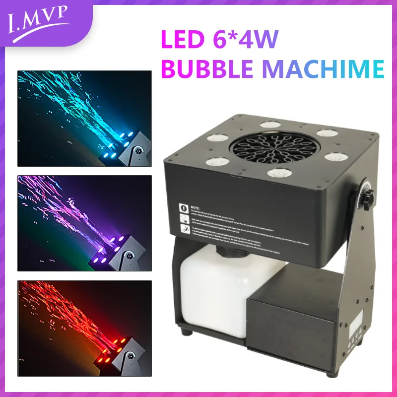 Electric Stage Bubble Effect Machine DMX Remote Control 6x4W LED RGBW Bubble Machine for Wedding Party