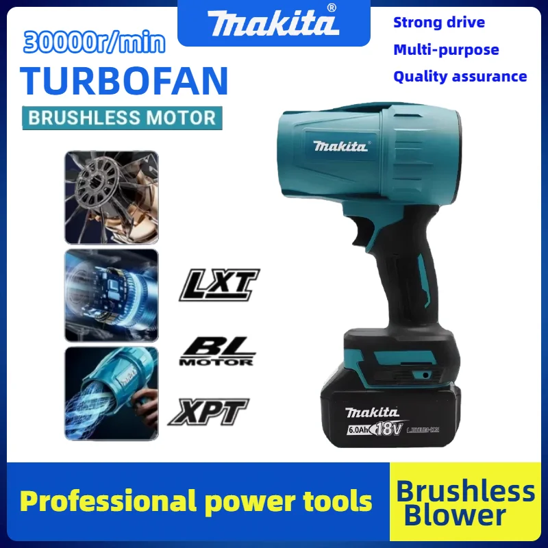 Makita 18 Violent Blower Car Cleanin 30000RPM Turbo Jet Fan Duster wind speed Electric Air Turbo Rechargeable with Light