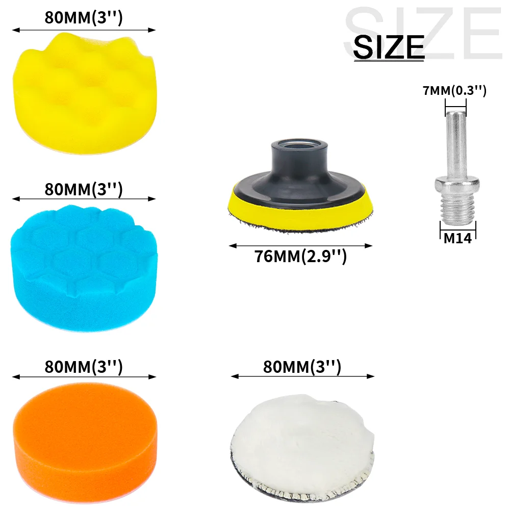 31Pcs 3-Inch Car Polishing Sponge Pads Kit Foam Pad Buffer Polishing Machine Wax Pads for Motorcycle Scratches Drill Polishing