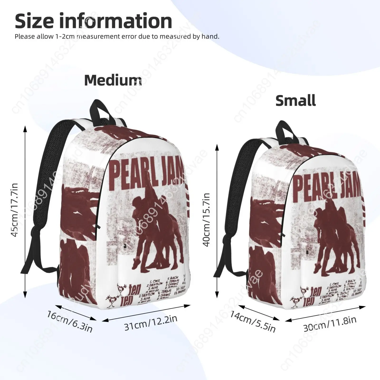 Pearl Jam Rock Band Even Flow Custom Canvas Lightweight Backpack Fashion Durable Student Men Women Business Daypack