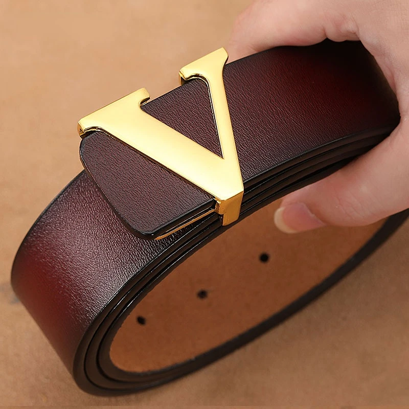 New Retro Smooth Buckle Belt Men\'s Oversized Leather Pure Cowhide Letter Belt Designer Belts Men High Quality