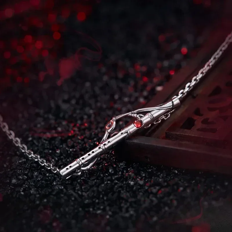 Mo Dao Zu Shi Necklace Grandmaster of Demonic Cultivation Wei Wuxian Lan Wangji Anime Cosplay Cross Flute Pendant Choker Jewelry