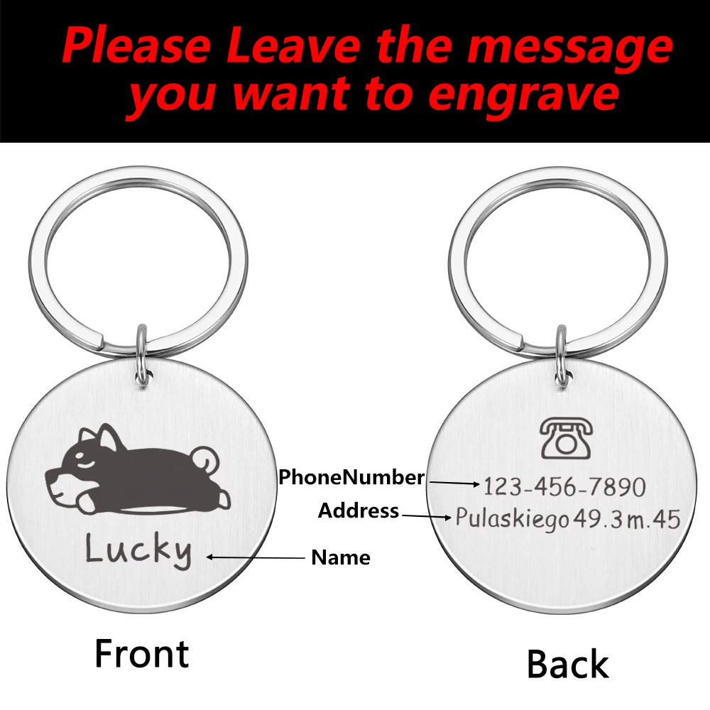 2023 New ID Tags Anti-lost Personalized Cat Dog Puppy Tag Pet Dog Collar Accessories Custom Dogs Name Tags Pendant Free Engraved