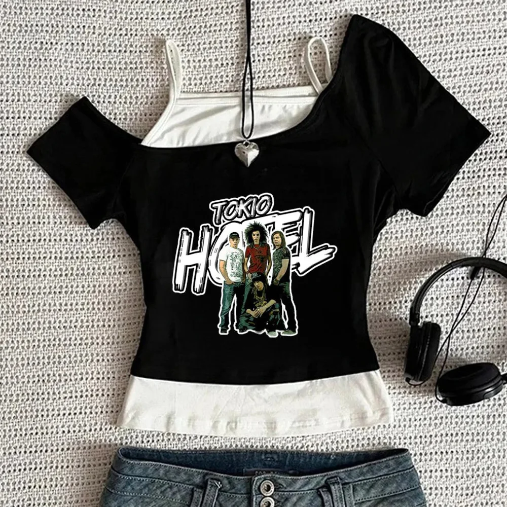 Tokio Hotel crop top teen gothic cutecore meme tshirt emo cutecore anime graphic cheap