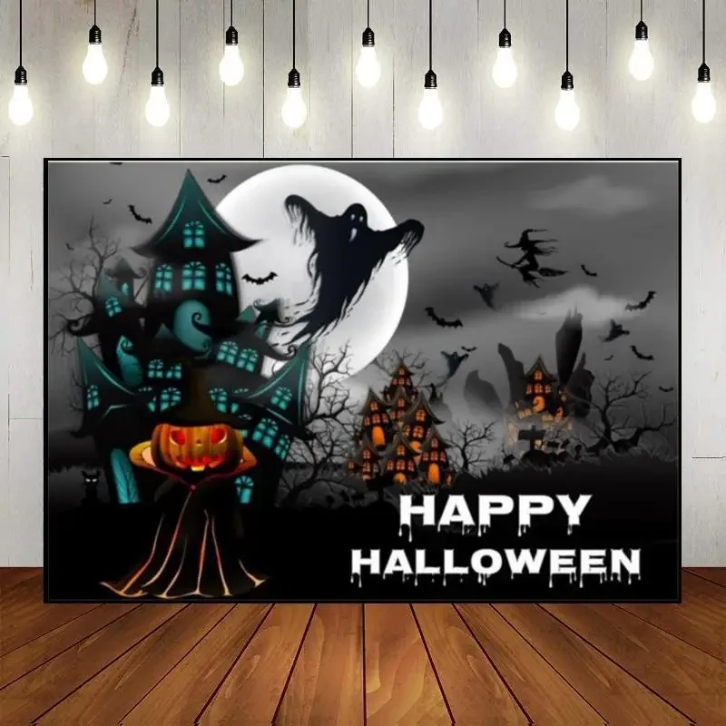 Halloween Birthday Decoration Horrible Background Photo Magic Witches Baby Shower Spider Photography Backdrops Pumpkin Lantern