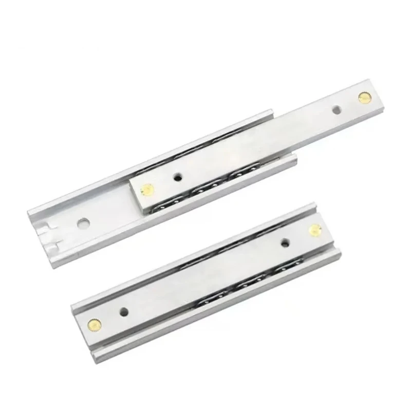 2Pair Micro Drawer slide Ball Guide Two Sections 16mm Wide Steel Fold Drawer Steel Ball Slide Rail Furniture Hardware Fittings