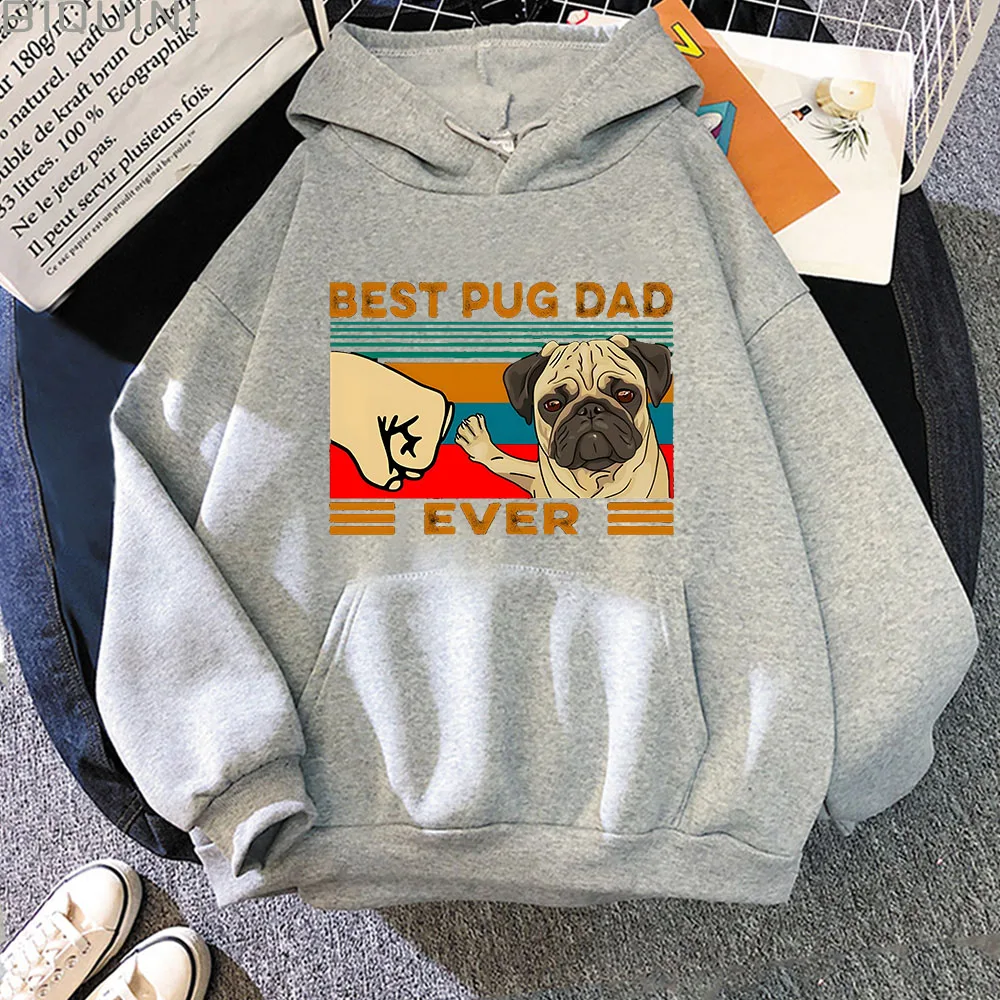 Pug Print Hoodies Women Cute Animal Streetwear Men Fashion Tops Fleece Oversized Harajuku Sweatshirts Clothing for Autumn Winter