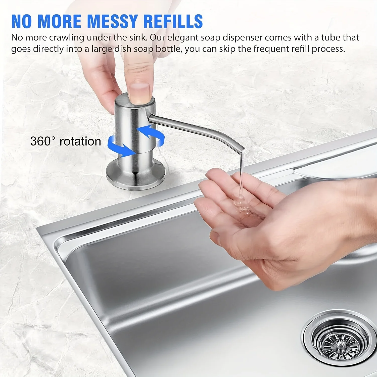 Sink Soap Dispenser for Kitchen Sink, Countertop Built in Sink Soap Dispenser with 40 Inch Extension Tube Kit