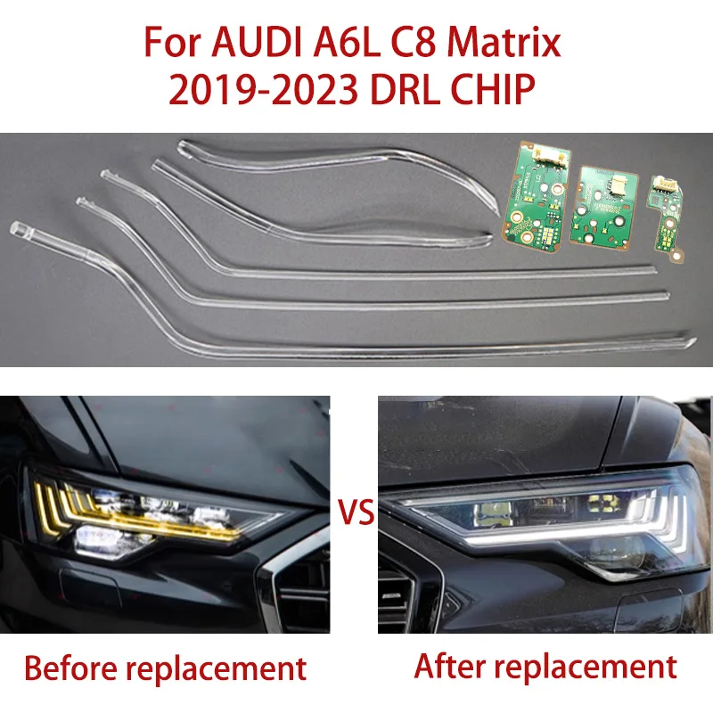 FOR AUDI A6L C8 2019-2023 Matrix Car Headlight DRL CHIP Light Guide Tube Angel Eyes Daytime Running Chip Ballast Module white