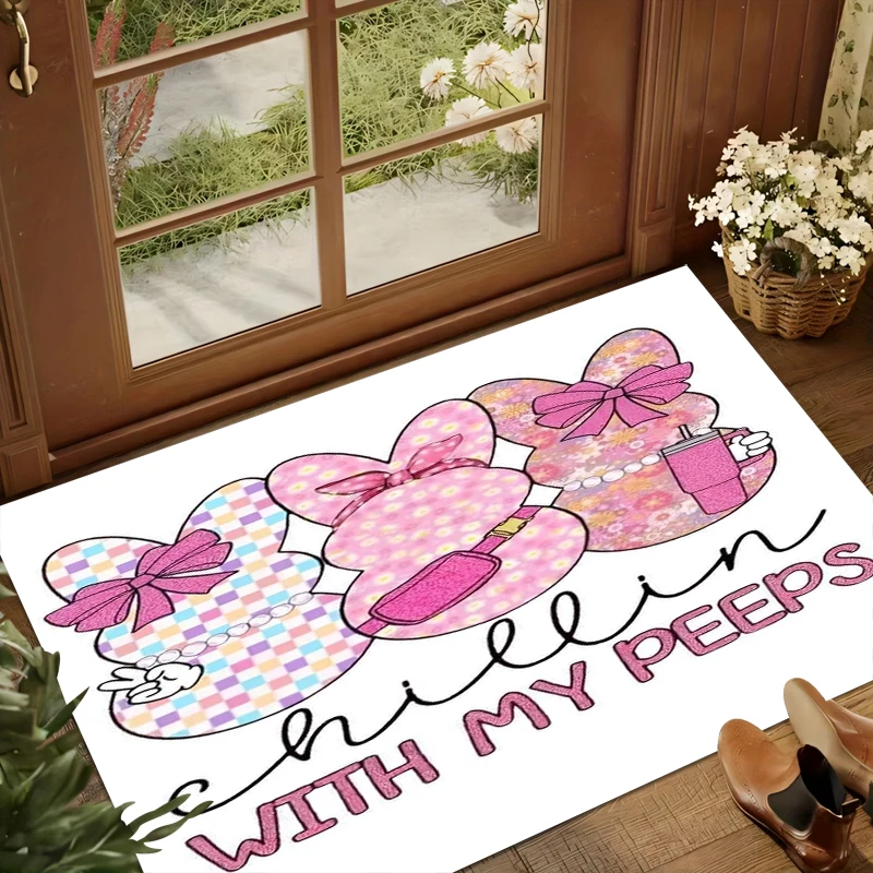 Cute Pink Rugs Easter Bunny Carpets for Living Room Soft E-sports Chair Mat Gift Alfombra Rugs for Bedroom Home Decor Carpet