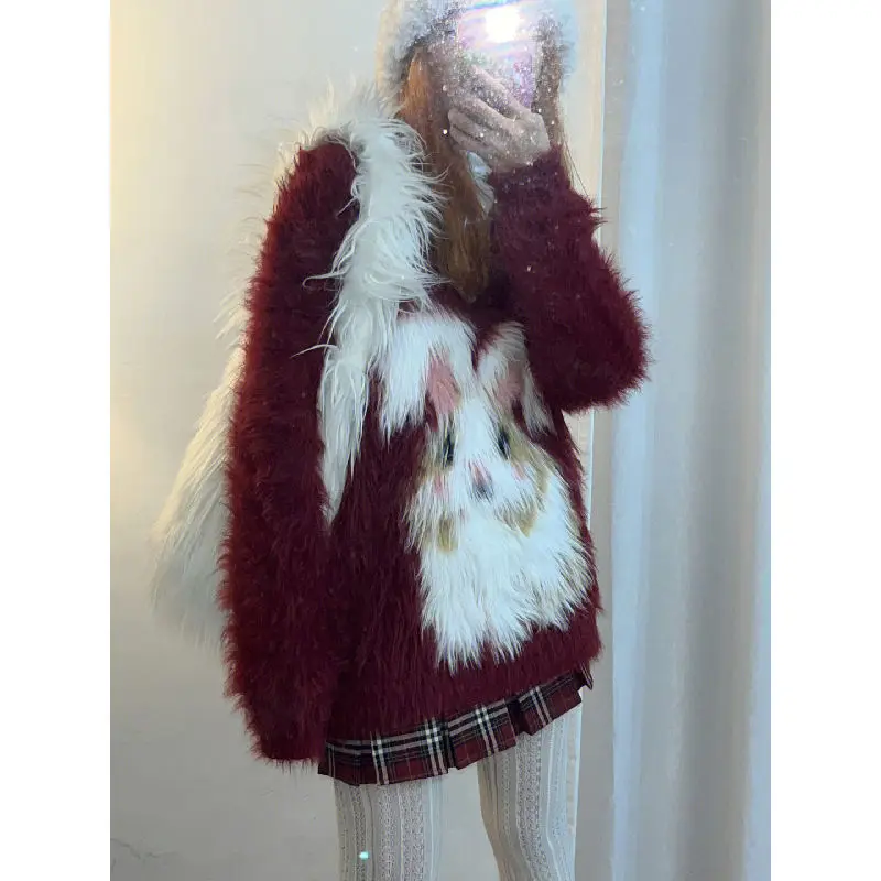 

female rabbits sweater New Year 2023 is the spring and autumn period and the new ins Korean fashion design of small red coat y2k