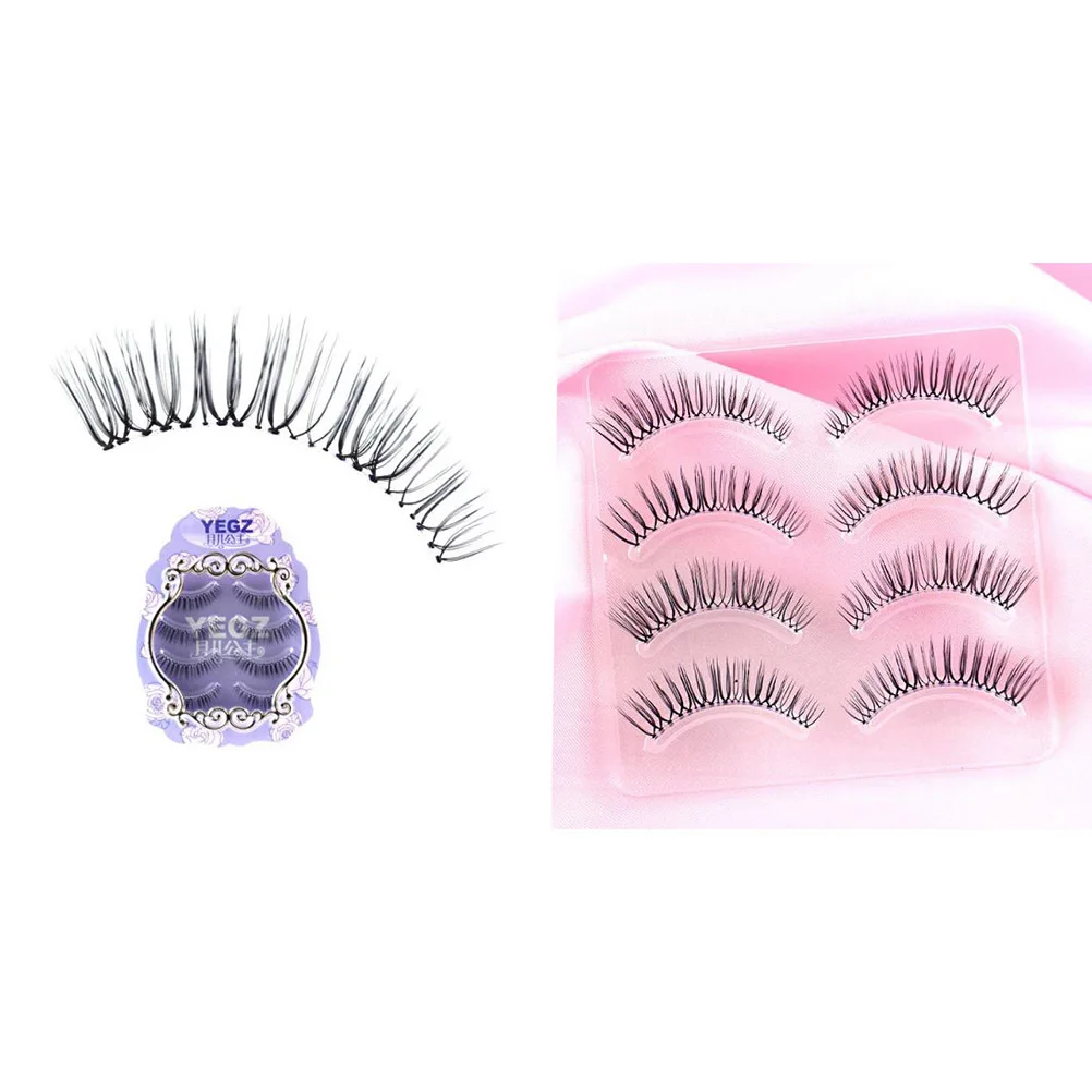 

4Pair Long Thick False Eyelashes Natural Handmade Fiber Comfortable Safe Fake Lashes for Photo Shoot Party Makeup Natural