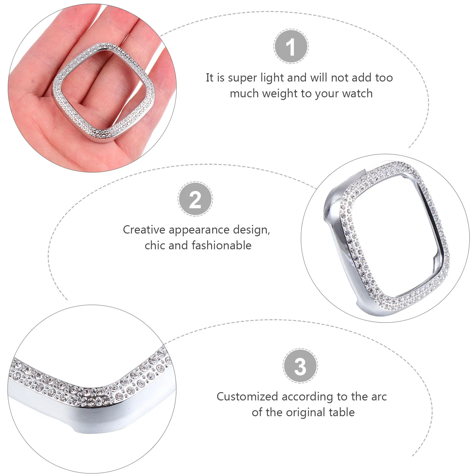 

Electroplated Protective Shell for Versa3 Sense Watch Full Cover Double Row Silver Plating Anti Scratch Smart Design