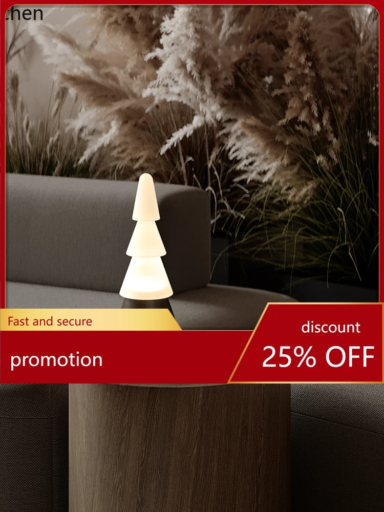 YFY Christmas Tree Dimming Small Night Lamp Atmosphere Bedroom Bedside Solid Wood Usb Rechargeable Desk Lamp