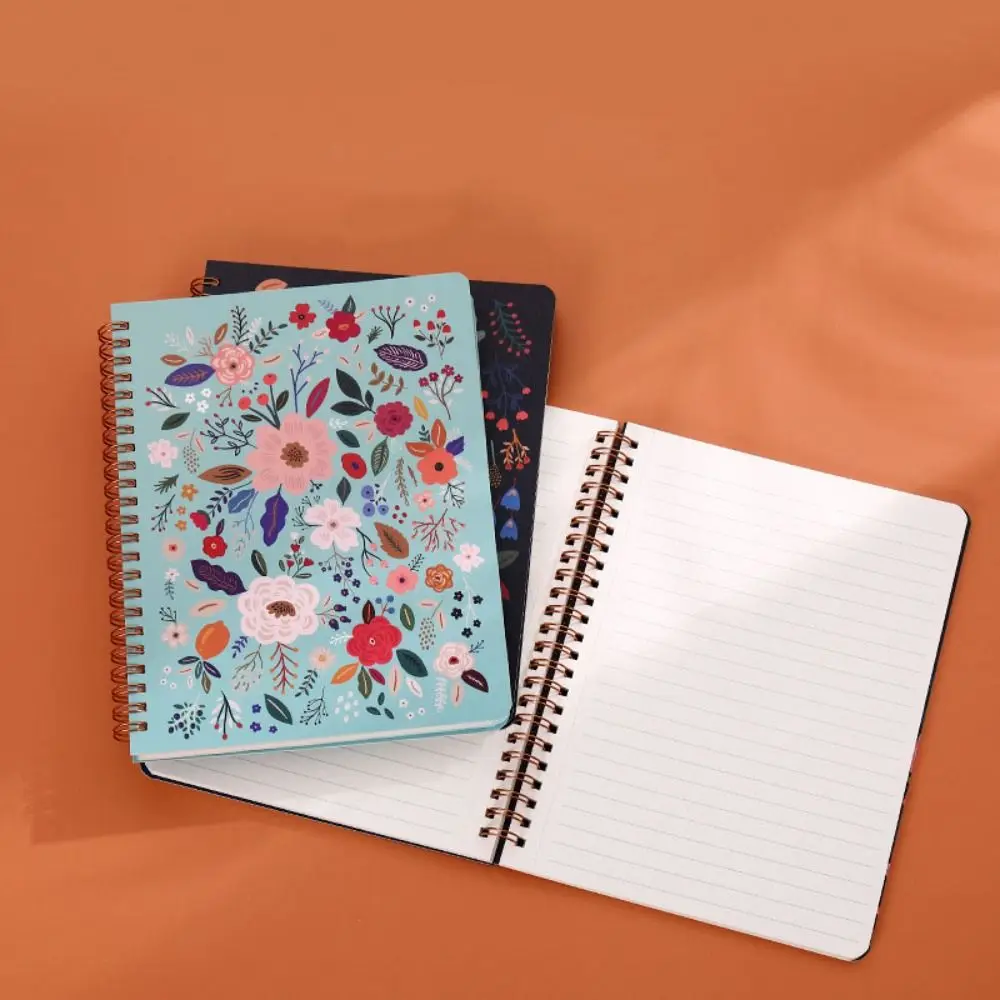 Memo Notes Spiral Notebooks Protect Eye Paper Floral A5 Coil Notebook with Plastic Waterproof Cover Learning Supplies