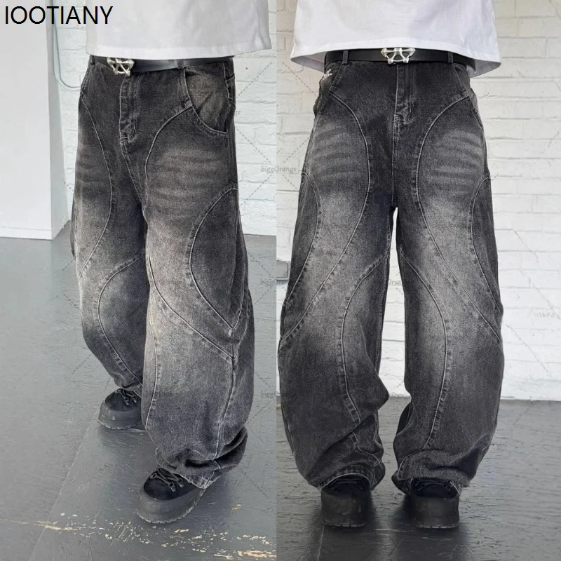 

Personality Y2k Gothic Punk Washed Women's Jeans Harajuku Wide Leg American Retro Men's Jeans Loose Hip Hop Street Trousers 2025