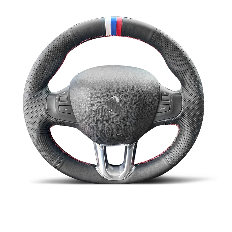 Customized Steering Wheel Cover for Peugeot 208 Peugeot 2008 2014-2018 Hand Stitched Genuine Leather Braid Accessories