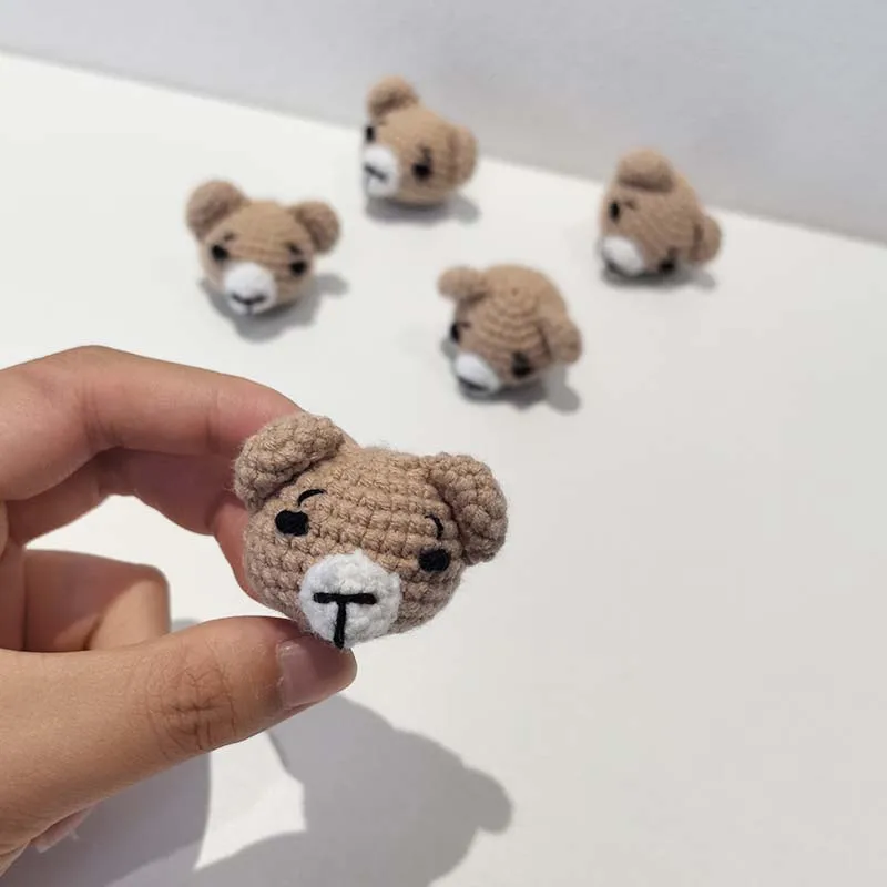 5Pcs Handmade Crochet Animal Bear Knitting Beads DIY Baby Pacifier Chain Chewable Accessories Infant Newborn Teether