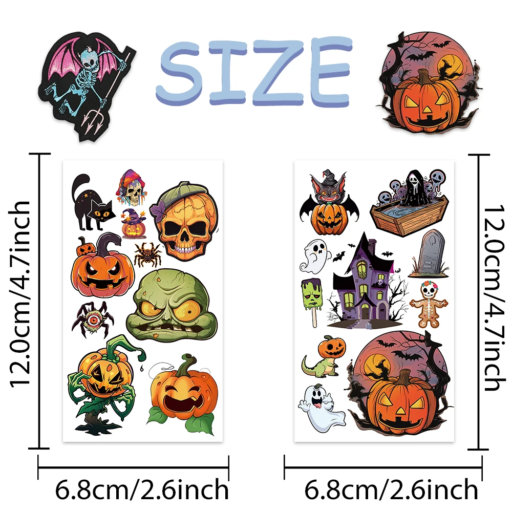 10pcs/pack Halloween Party Ghost Temporary Fake Tattoo Waterproof Stickers for Cartoon Children's Gift DIY Sticker Supplies