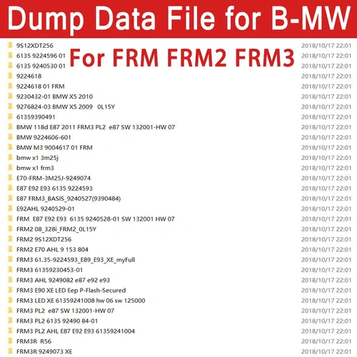 Descarga del archivo de datos de descarga para B-MW FRM FRM2 FRM3