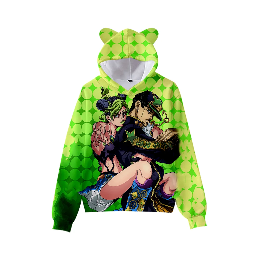 

JoJo Bizarre Adventure Stone Ocean Hoodie 3D Cat Ear Pullover Long Sleeve Men Women's Hoodie Harajuku Streetwear Unisex Clothes