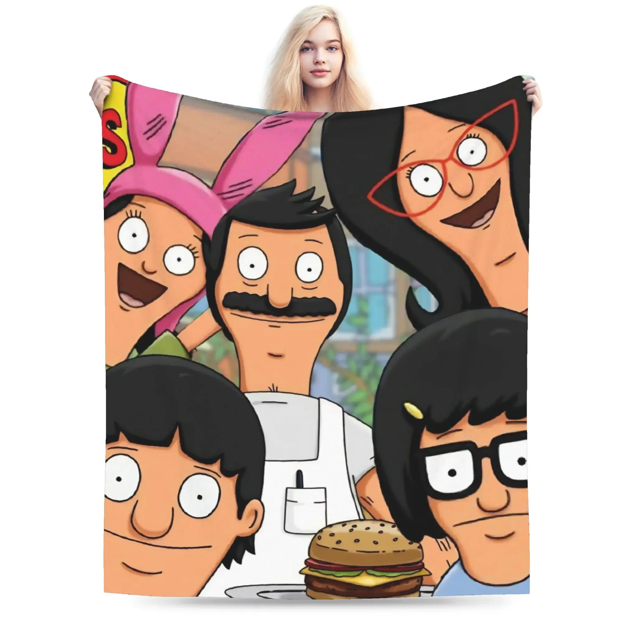

Bobs Burgers Plush Throw Blanket Soft Warm Print Flannel Bedspread for Kids Couch or Bed Cover