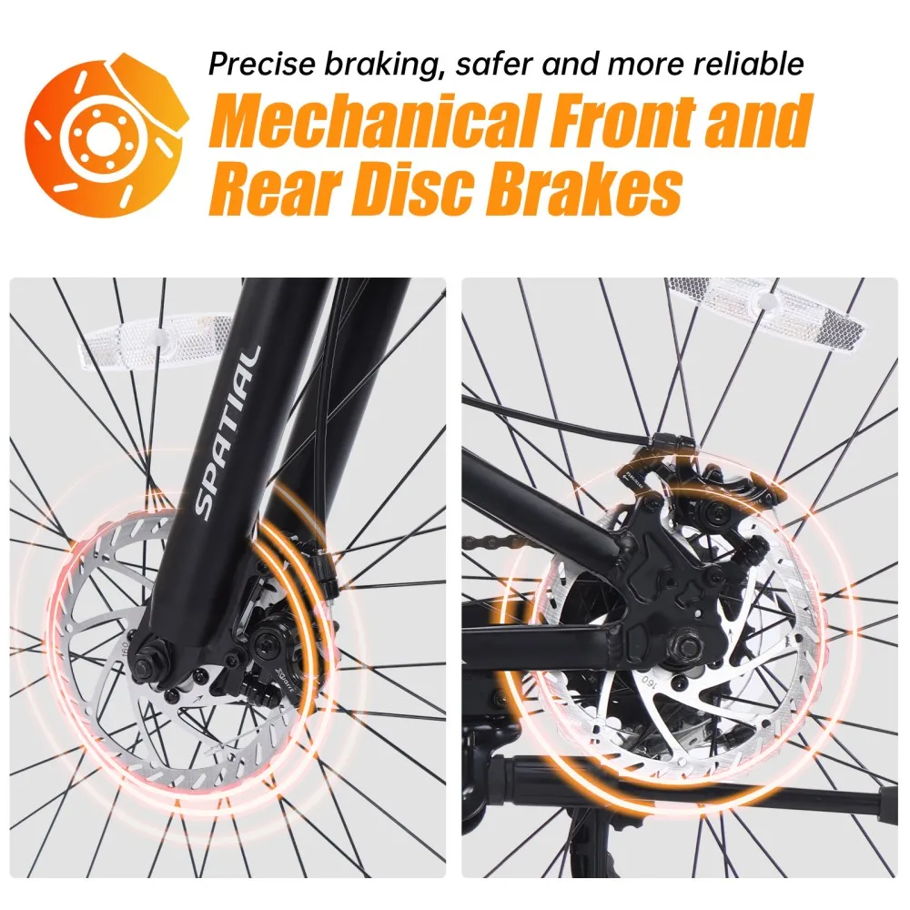 دراجة جبلية SPATIAL مقاس 24 بوصة، إطار ألومنيوم 21 سرعة MTB مع فرامل قرصية مزدوجة للمراهقين والبالغين