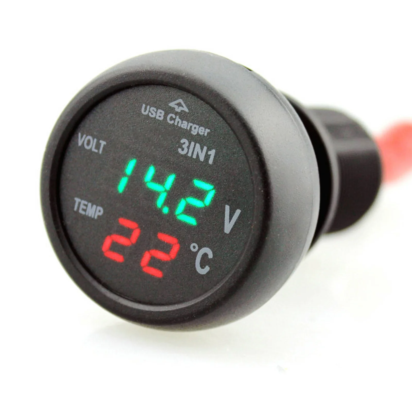 

Автомобильная розетка 12-24 В, USB-порт, зеленый, красный, ЖК-вольтметр, термометр, выход 5 В, 2,1 А для автомобиля, грузовика, автобуса от -10 до 80 ℃