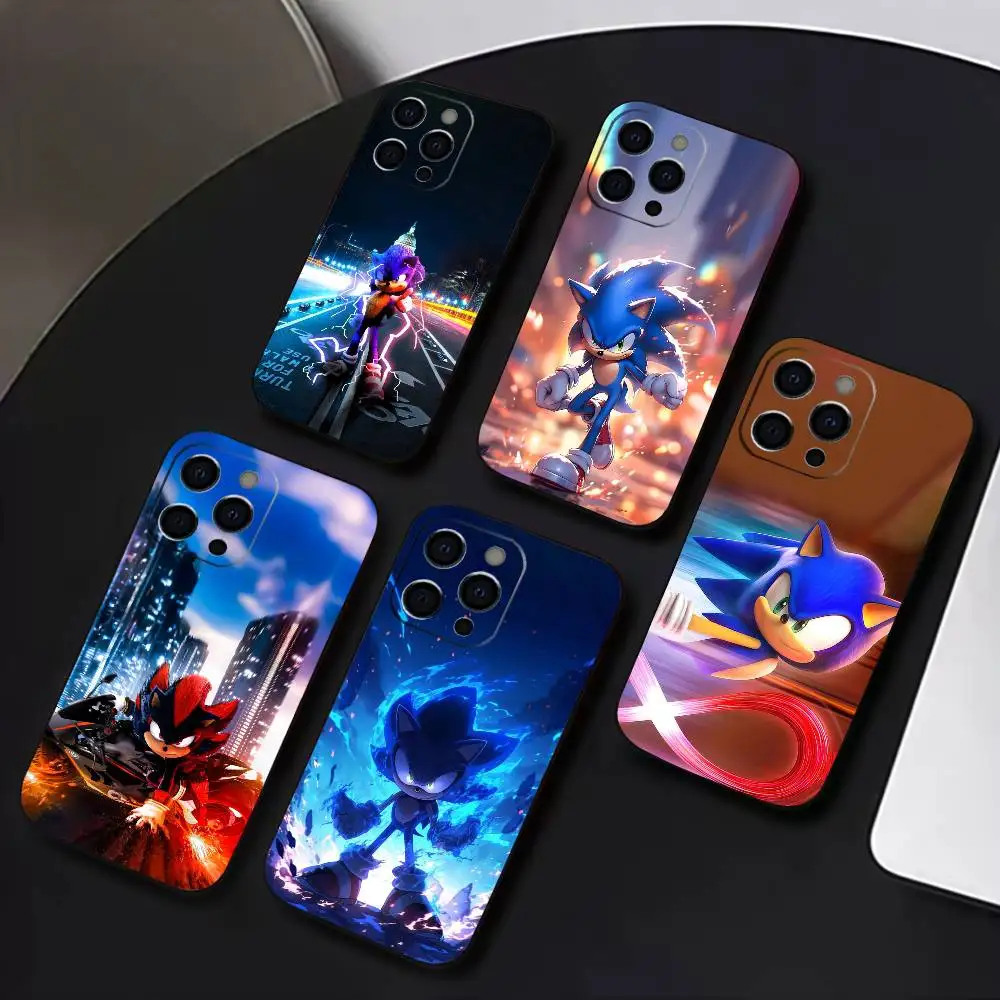 

Game S-Sonic The H-Hedgehog Phone Case For iPhone 17,16,15,14,13,12,11 Plus,Pro Max,XS,Soft Black Cover