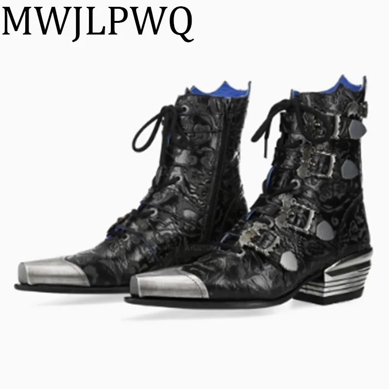

MWJLPWQ Prong Tide Men's Boots High Street Retro Increase Metal Niche Design Unisex West Cowboy Footwear 2025 Autumn New 010552