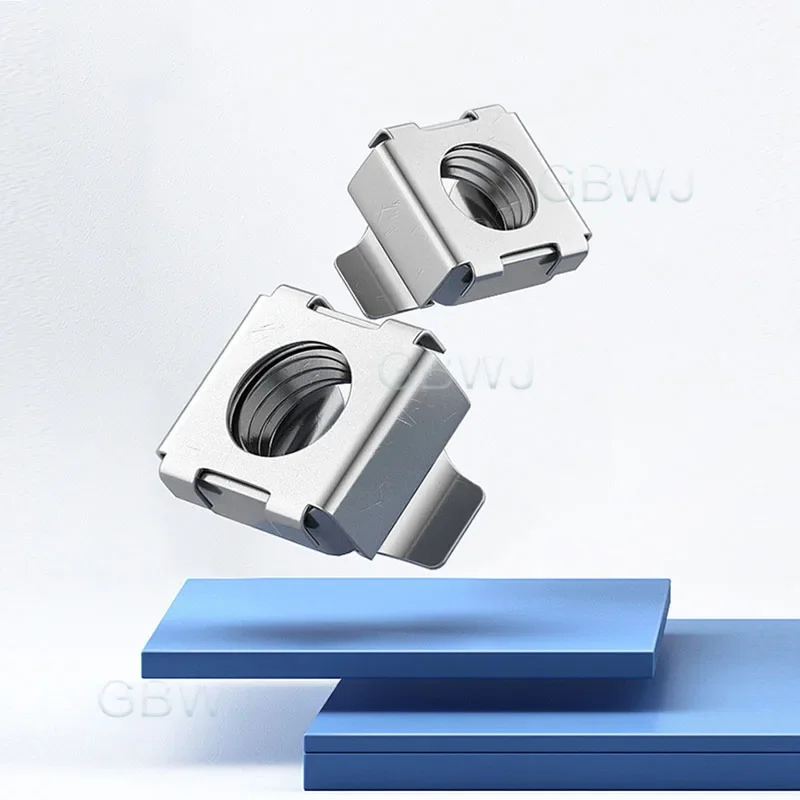 M4 M5 M6-M12 Color Zinc-plated/Nickel plating Cassette Elastic Enclosure Card Cage Nut Quartet Floating Nuts Square Snap-In Nut