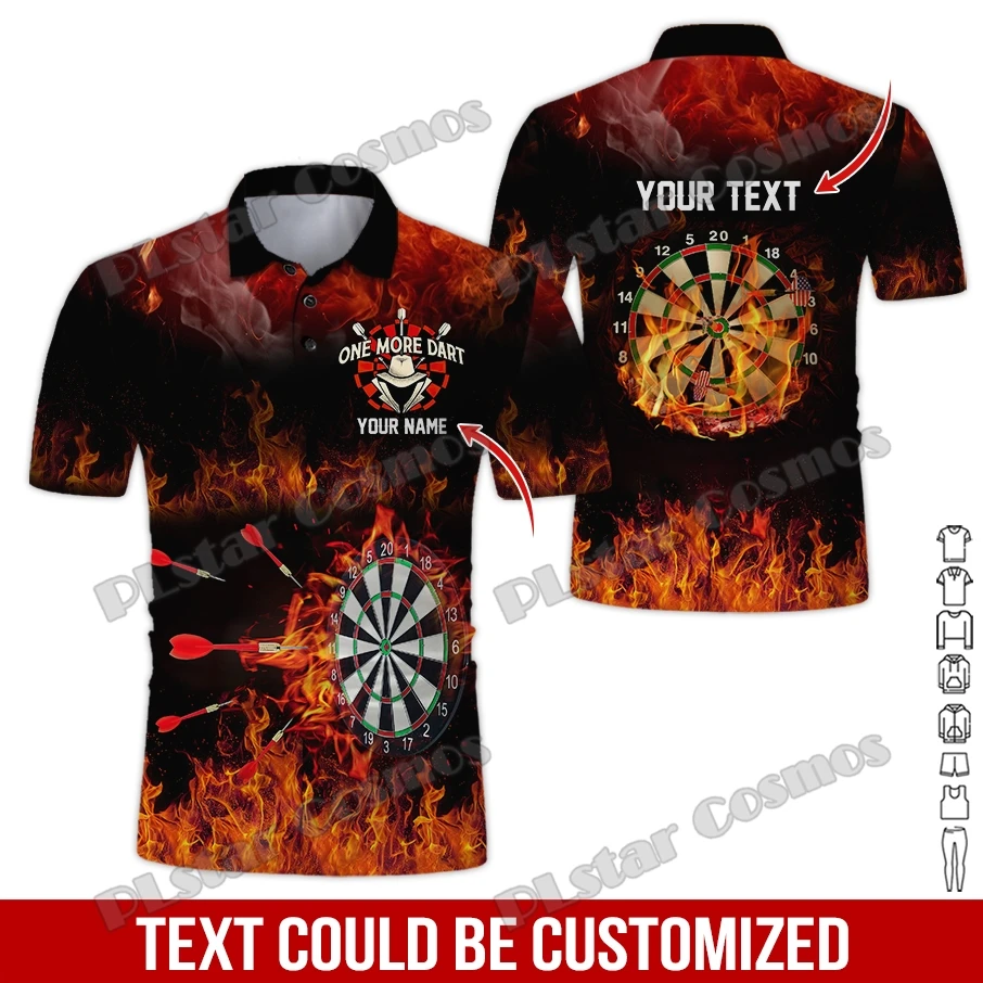 PLstar Cosmos Darts Team camiseta personalizada con nombre 3D para hombre, Polo Premium con estampado integral, camisa de manga corta informal de calle de verano, WK62