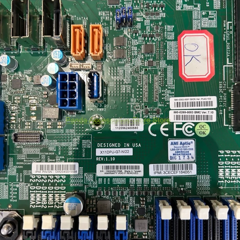 Stable Performance Easy Install X11DPU-G7-NI22 X11DPU-G7 For Supermicro C621 LGA3647 DDR4 Server motherboard