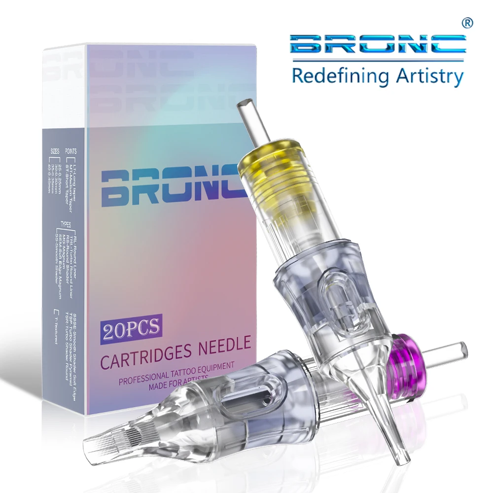 

BRONC Tattoo Needle Cartridge Disposable Sterilized Safety Needle RS/RL/RM/M1 With Membrane For Tattoo Rotary Machines 20Pcs/Box