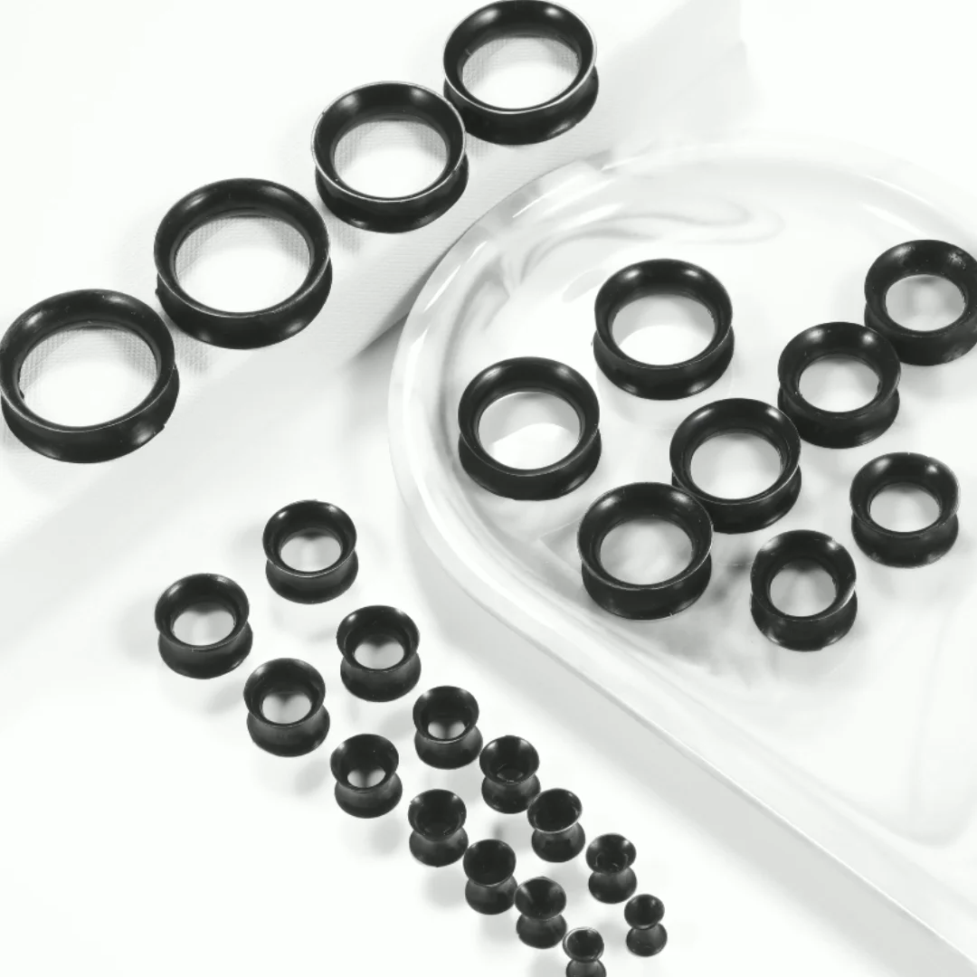 1 par de túneles y tapones de silicona para pendientes, 3-22mm, Flexible, doble acampanado, calibre de oreja de carne, expansor, ensanchadores,