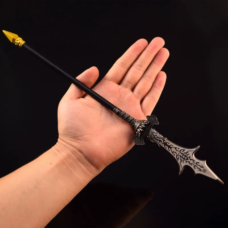 Three Pointed Double Edged Blade Black Myth: WuKong Game peripheral God Erlang 35cm Weapon Metal Sword Model Ornament collection