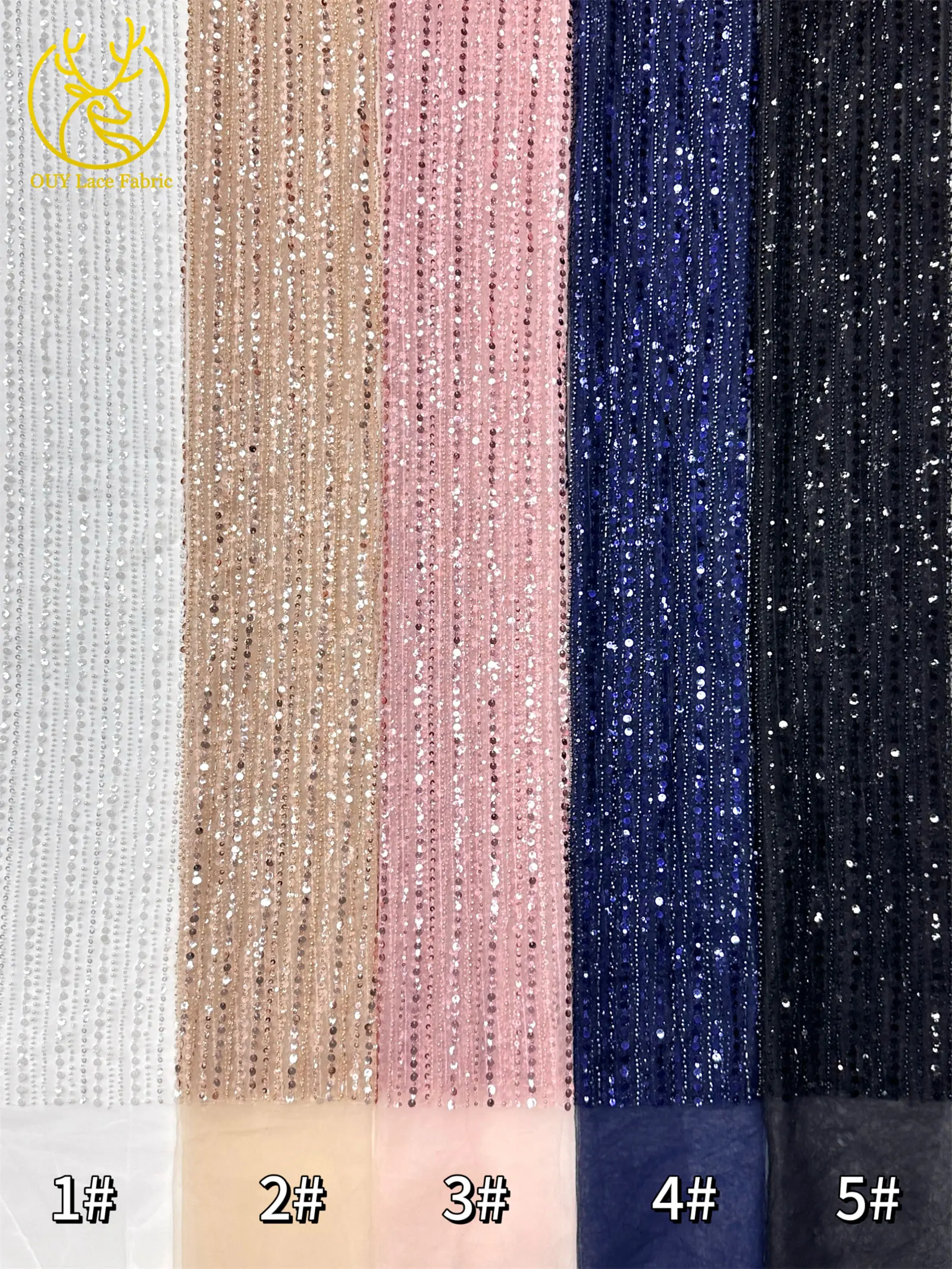 Luxuriöser afrikanischer Perlen-Mesh-Spitzenstoff 2026, französischer nigerianischer Pailletten-Tüll-Spitzenstoff für Damen, Brautkleid, Hochzeitskleid, zum Nähen – Detail 18
