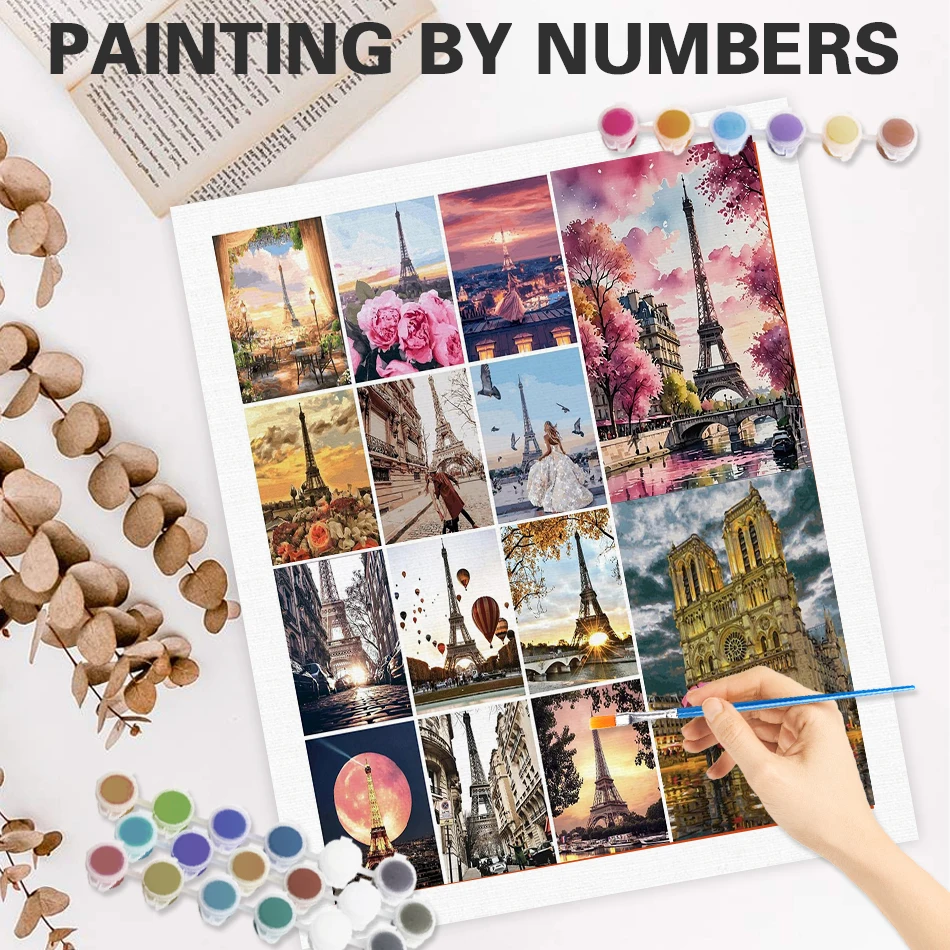 

GATYZTORY 40x50cm Frame Painting By Numbers Sunset Towel Landscape Picture HandPainted On Canvas Home Decor Crafts