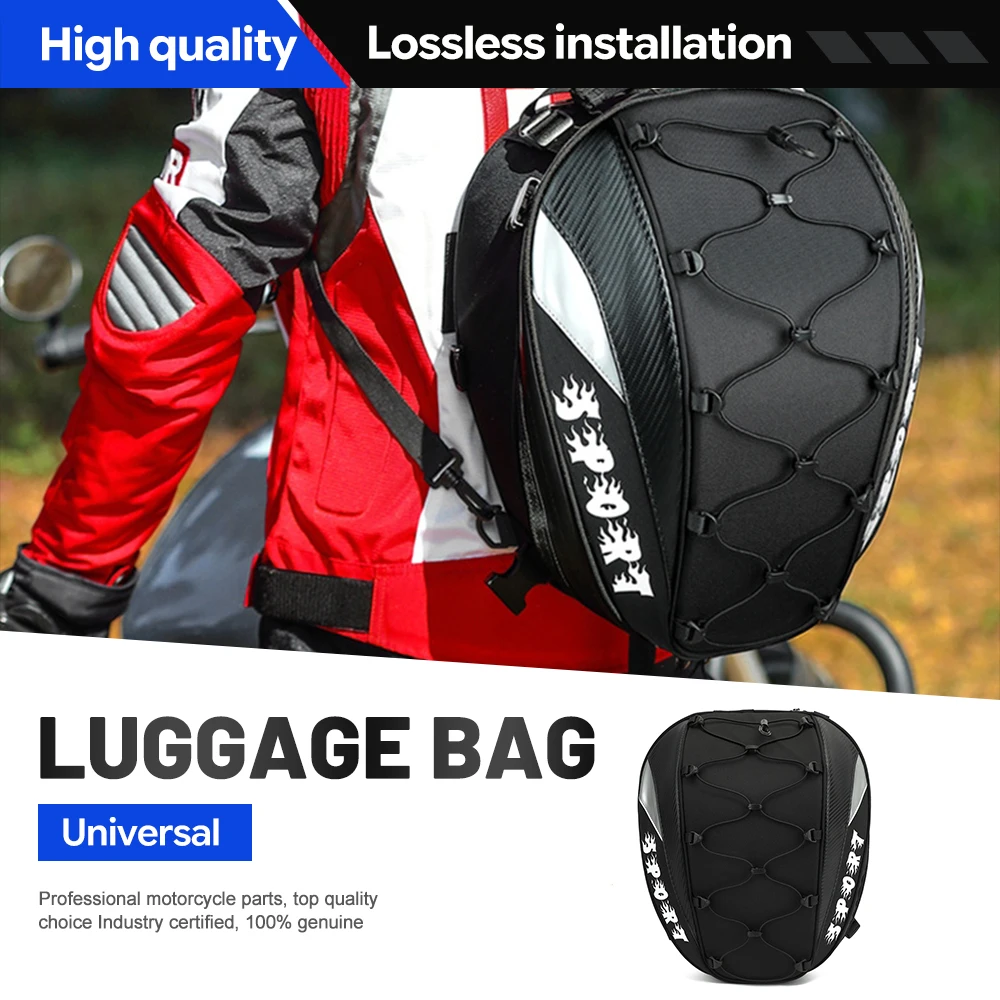 Motorcycle Rear Seat Pack Elastic Cord External Mount Reflective Trim Soft Travel Bag For Multi‑Scene Moto Tour Accessories