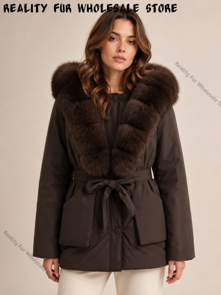 Real Fur Coat Thick Warm Stylish Women's Down Jacket Luxury New Arrival Quiet Luxury Style Water Resistant Puffer Wind Resistant