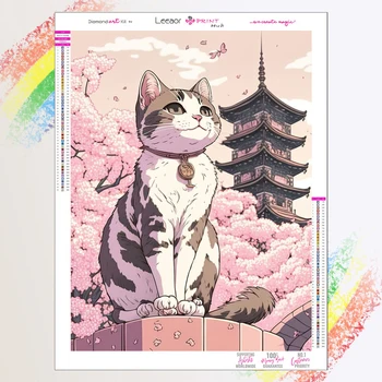 Pittura diamante 5D fai da te simpatico gatto Sakura design diamante pieno mosaico ricamo kit punto croce decorazioni per la casa regali animali dei cartoni animati