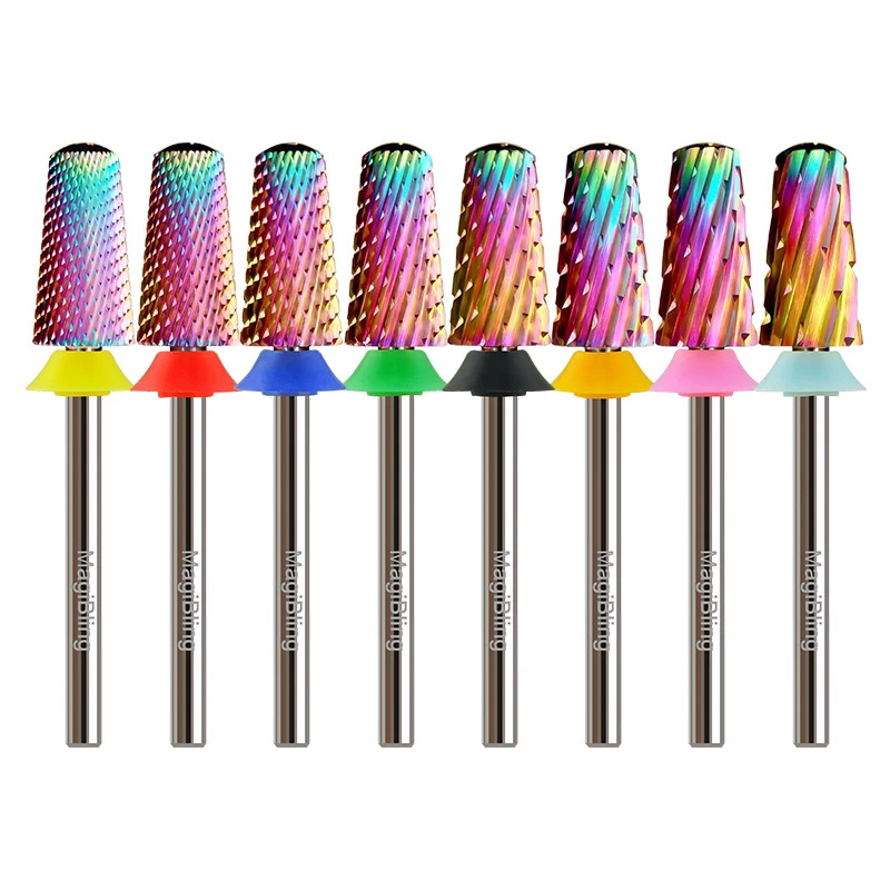 MagiBling Tungsten Carbide Nail Drill Bits Cross Cut Tapered Barrel Left Right Hand Cutter Gel Removal Manicure Polishing Tools