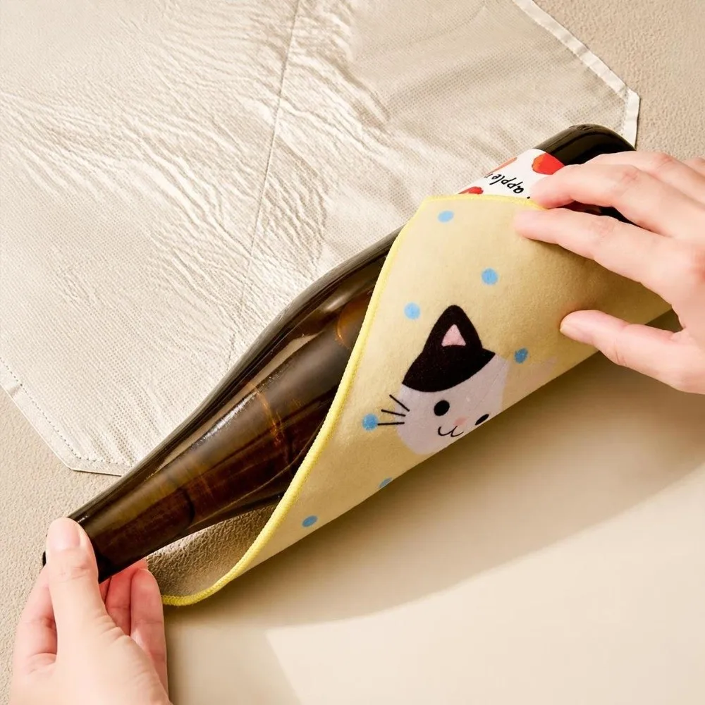 1Pc Cat Printed Insulated Lunch Bag Reusable Foldable Self Adhesive Wrap Pouch Self-adhesive Tablet Protective Wrap Cloth