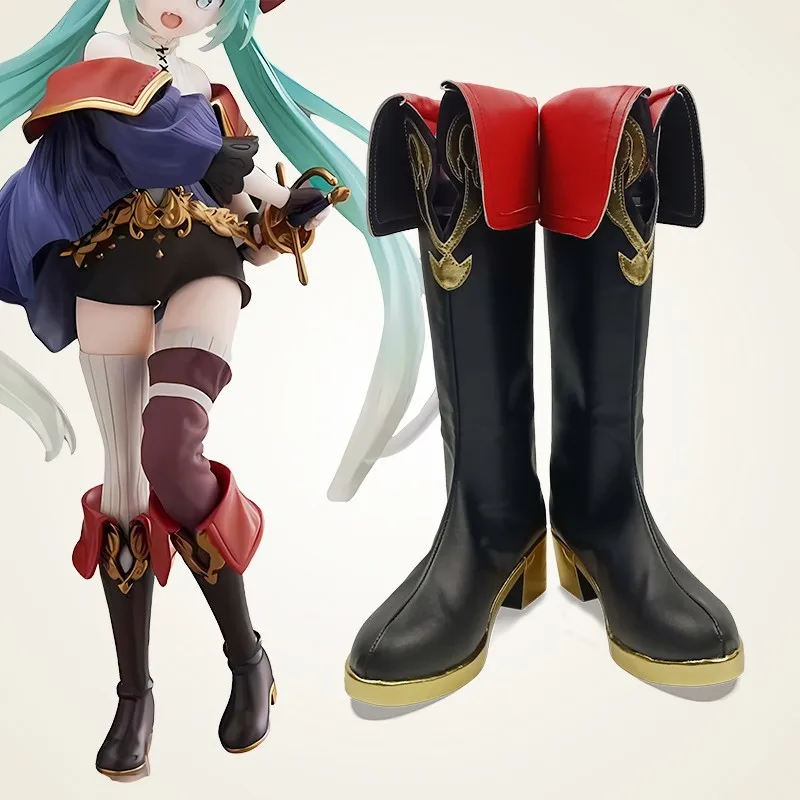 

Miku Wonderland Аниме Настроить Косплей Туфли на высоком каблуке Сапоги